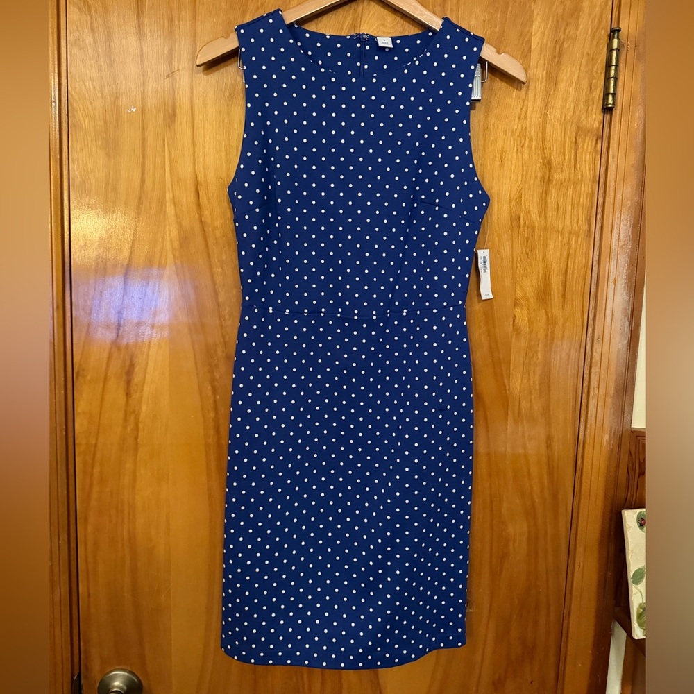 Old Navy Navy Blue Polka Dot Midi Dress